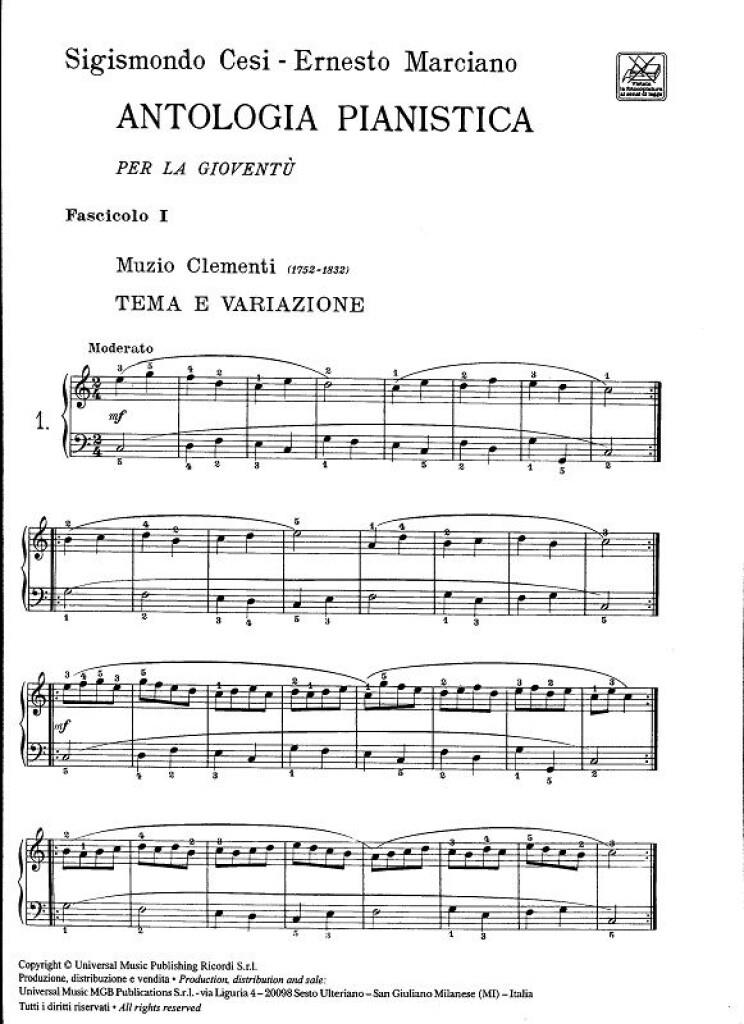 Antologia Pianistica Per La Gioventù - Fasc. I - Sigismondo Cesi